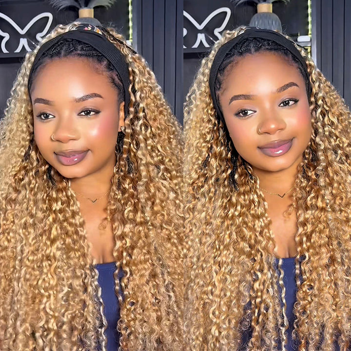 P27/613 Mix Blonde Highlight Burmese Curly Crochet Human Hair Miracle Konts Feather Human Hair Extension