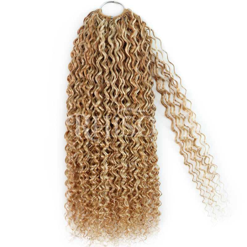 Mix Blonde P27/613 Highlight Color Jerry Curly Crochet Human Hair Pre-Separated Miracle Konts Feather Human Hair Extension