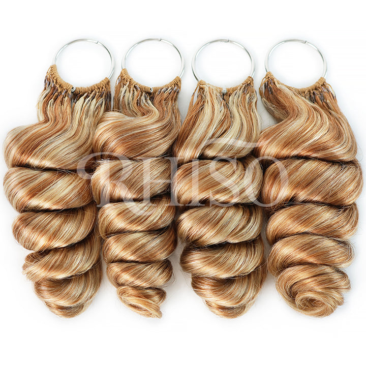 Mix Blonde P27/613 Highlight Color Loose Wave Crochet Human Hair Miracle Konts Feather Human Hair Extension