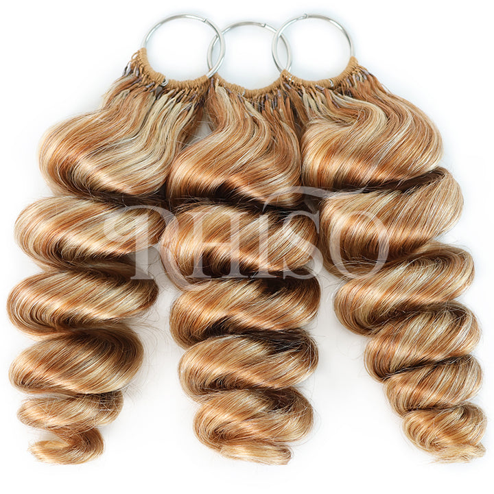 Mix Blonde P27/613 Highlight Color Loose Wave Crochet Human Hair Miracle Konts Feather Human Hair Extension