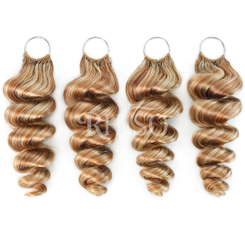 Mix Blonde P27/613 Highlight Color Loose Wave Crochet Human Hair Miracle Konts Feather Human Hair Extension