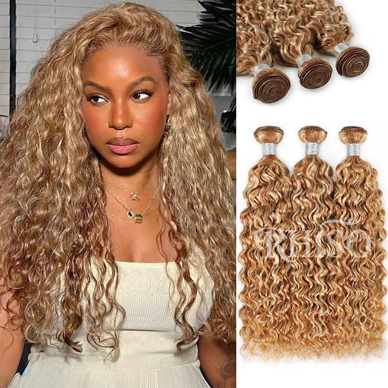 RHISO P27/613 Blonde Highlight Water Wave Human Hair Bundles