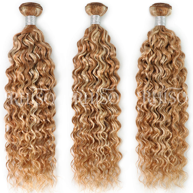 RHISO P27/613 Blonde Highlight Water Wave Human Hair Bundles