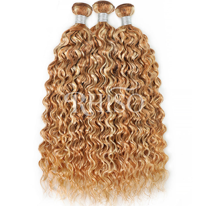 RHISO P27/613 Blonde Highlight Water Wave Human Hair Bundles