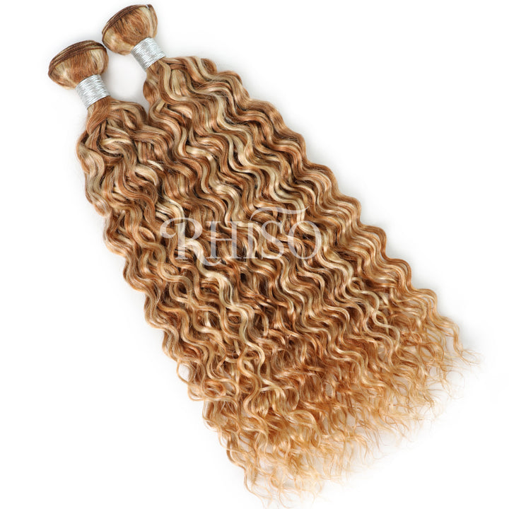 RHISO P27/613 Blonde Highlight Water Wave Human Hair Bundles