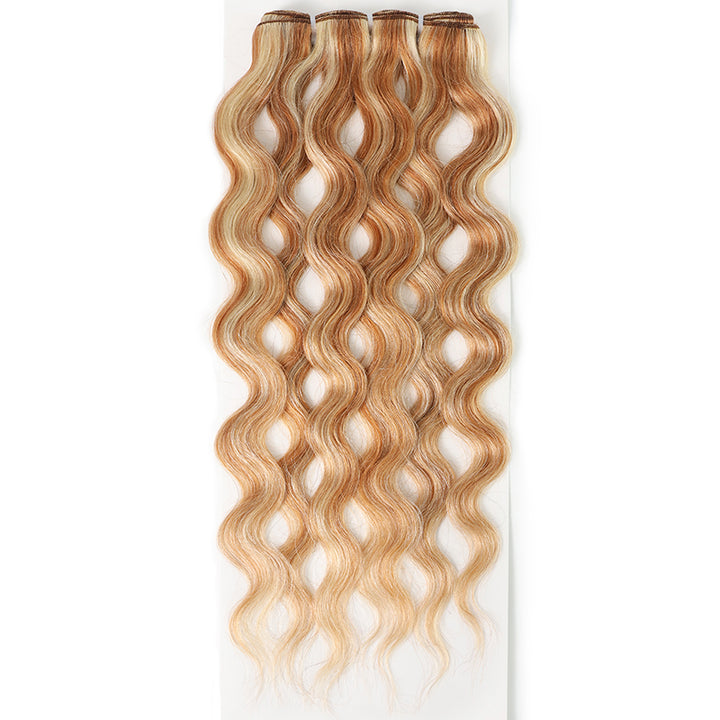 P27/613 Honey Blonde Highlight Loose Body Wave Human Hair Bundles Double Weft Virgin Remy Hair Extensions-RhisoHair