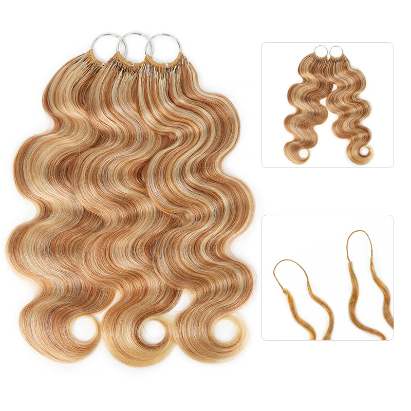 P27/613 Mix Blonde Highlight Body Wave Crochet Human Hair Miracle Konts Feather Human Hair Extension