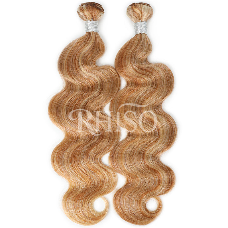 RHISO P27/613 Blonde Highlight Body Wave Human Hair Bundles 100% Brazilian Virgin Remy Hair Extensions