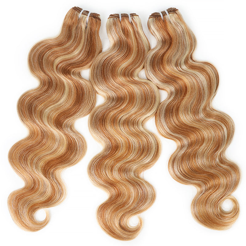 P27/613 Honey Blonde Highlight Body Wave Human Hair Bundles Double Weft Virgin Remy Hair Extensions-RhisoHair