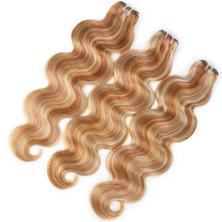 P27/613 Honey Blonde Highlight Body Wave Human Hair Bundles Double Weft Virgin Remy Hair Extensions-RhisoHair