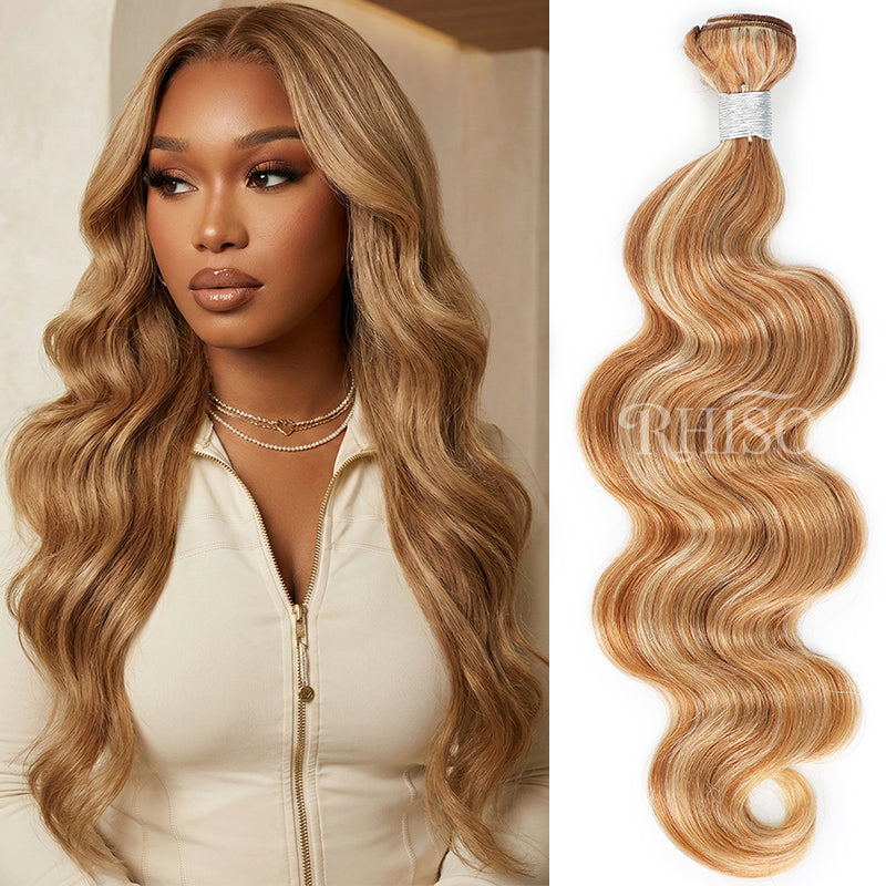 RHISO P27/613 Blonde Highlight Body Wave Human Hair Bundles 100% Brazilian Virgin Remy Hair Extensions