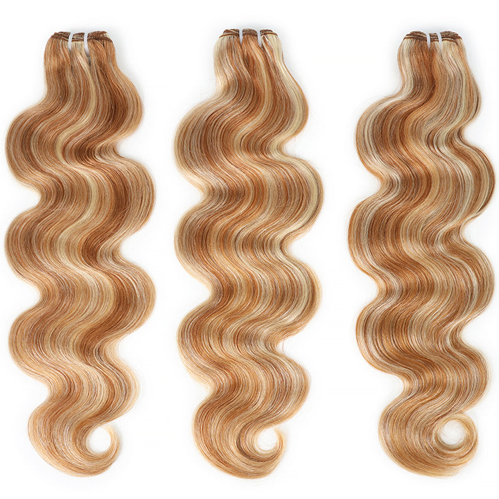 P27/613 Honey Blonde Highlight Body Wave Human Hair Bundles Double Weft Virgin Remy Hair Extensions-RhisoHair