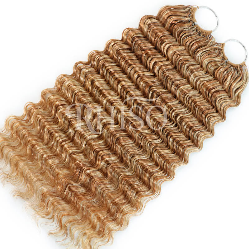 Mix Blonde P27/613 Highlight Color Deep Wave Crochet Human Hair Pre-Separated Miracle Konts Feather Human Hair Extension 