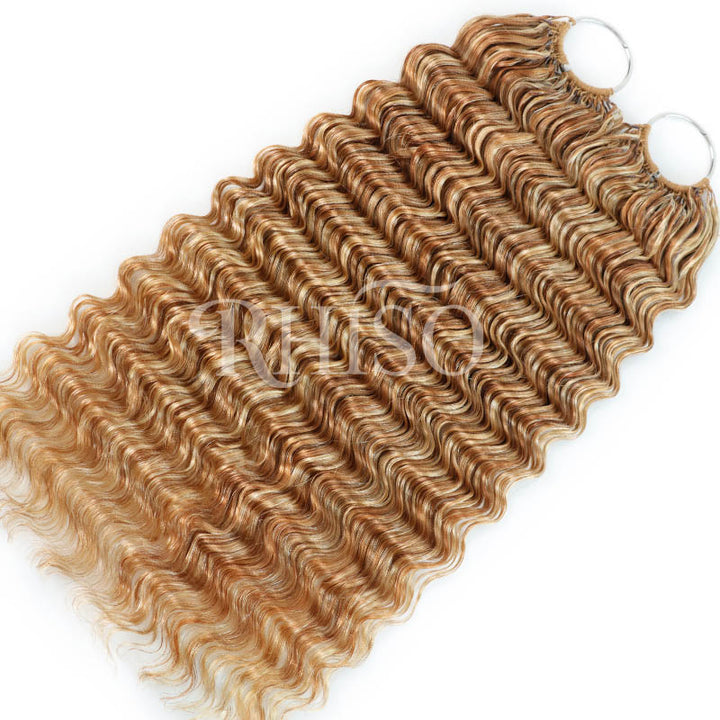 Mix Blonde P27/613 Highlight Color Deep Wave Crochet Human Hair Pre-Separated Miracle Konts Feather Human Hair Extension 