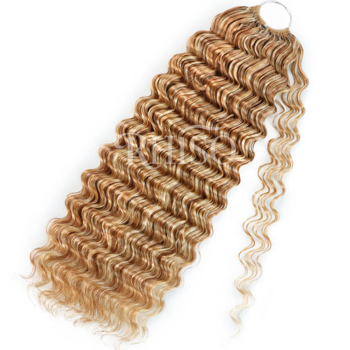 Mix Blonde P27/613 Highlight Color Deep Wave Crochet Human Hair Pre-Separated Miracle Konts Feather Human Hair Extension 