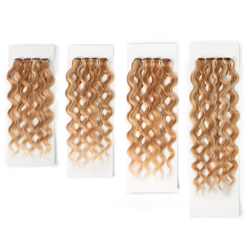 P27/613 Honey Blonde Highlight Loose Body Wave Human Hair Bundles Double Weft Virgin Remy Hair Extensions-RhisoHair