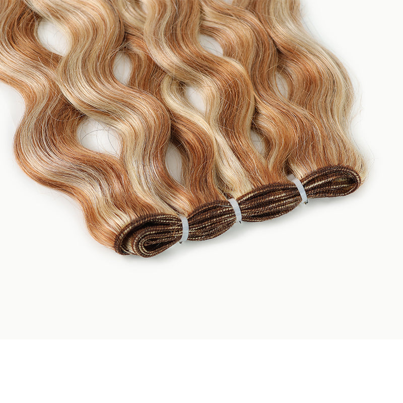P27/613 Honey Blonde Highlight Loose Body Wave Human Hair Bundles Double Weft Virgin Remy Hair Extensions-RhisoHair