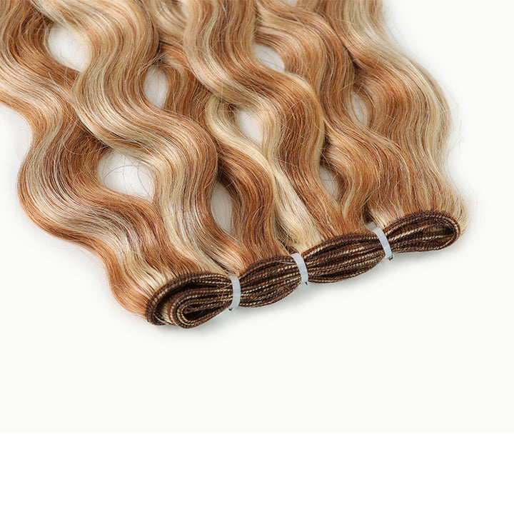 P27/613 Honey Blonde Highlight Loose Body Wave Human Hair Bundles Double Weft Virgin Remy Hair Extensions-RhisoHair