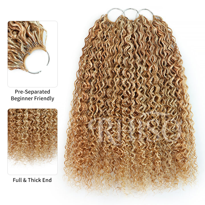 Mix Blonde P27/613 Highlight Color Jerry Curly Crochet Human Hair Pre-Separated Miracle Konts Feather Human Hair Extension