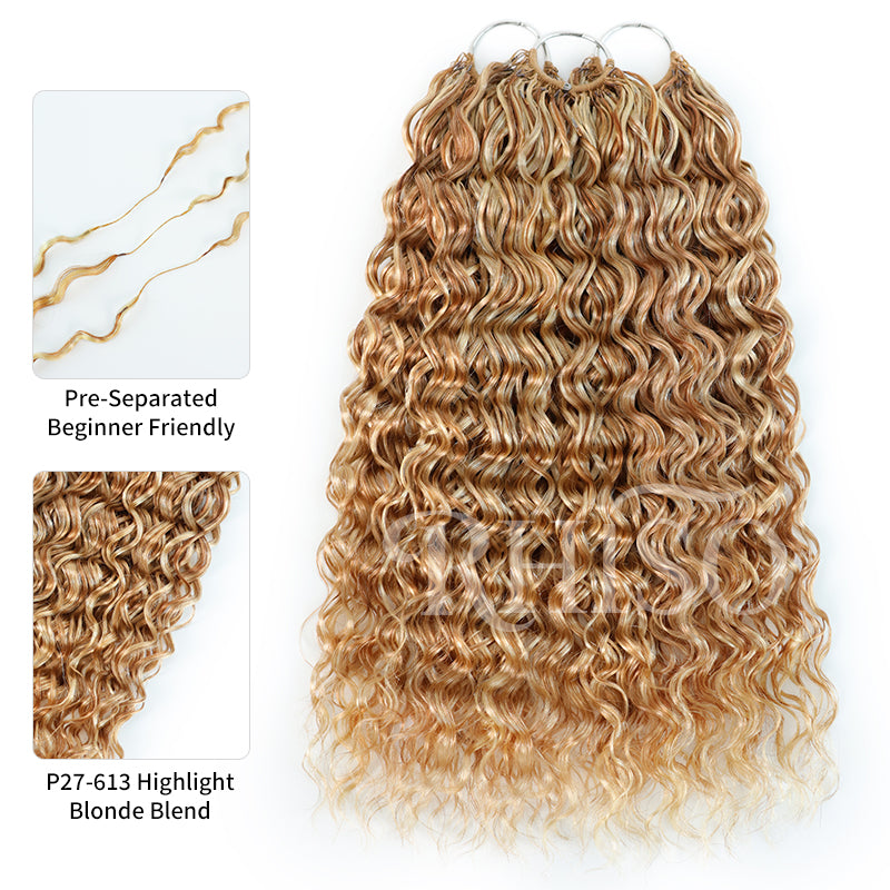 Mix Blonde P27/613 Highlight Color Water Wave Crochet Human Hair Pre-Separated Miracle Konts Feather Human Hair Extension