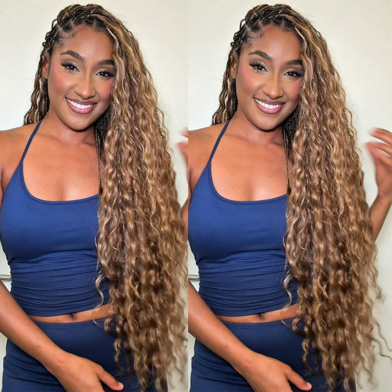 P4/27/30 Mix Brown Highlight Deep Wave Miracle Knots Crochet Human Hair Machine Made Feather Crochet Hair For Black Women