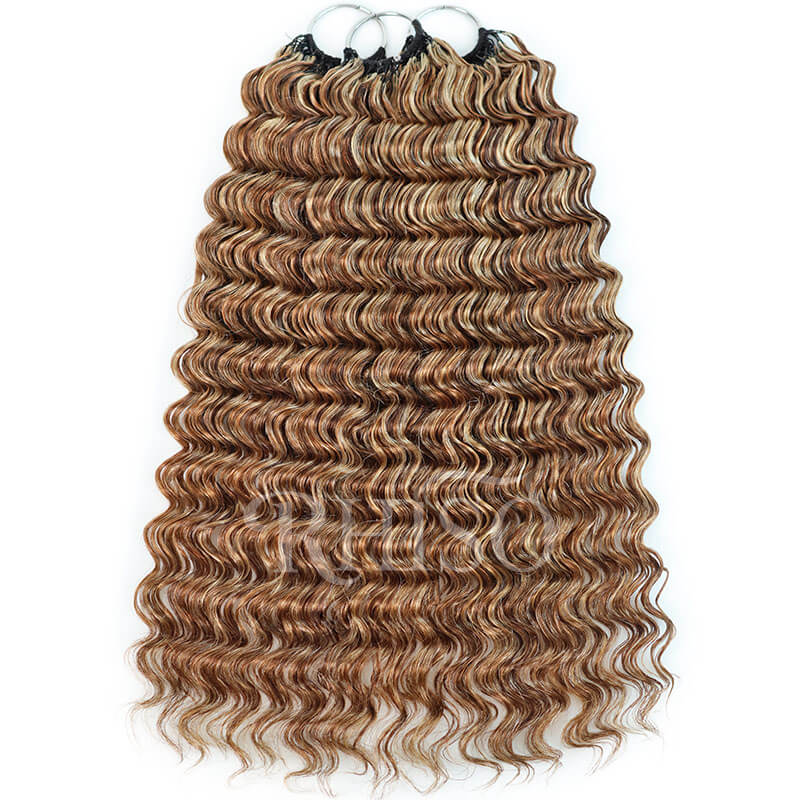 P4/27/30 Mix Brown Highlight Deep Wave Miracle Knots Crochet Human Hair Machine Made Feather Crochet Hair For Black Women