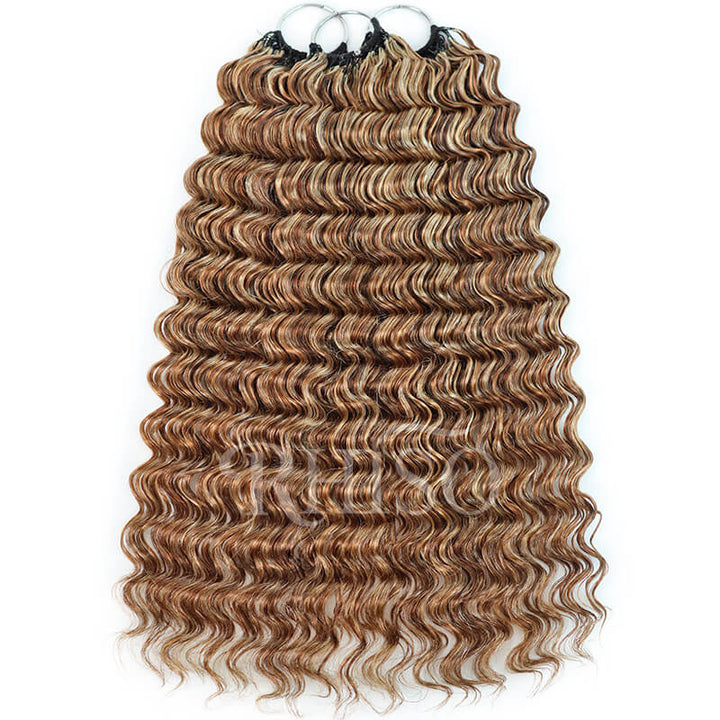 P4/27/30 Mix Brown Highlight Deep Wave Miracle Knots Crochet Human Hair Machine Made Feather Crochet Hair For Black Women