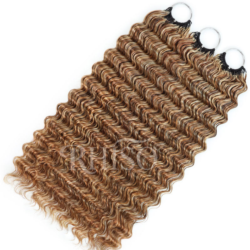 P4/27/30 Mix Brown Highlight Deep Wave Miracle Knots Crochet Human Hair Machine Made Feather Crochet Hair For Black Women