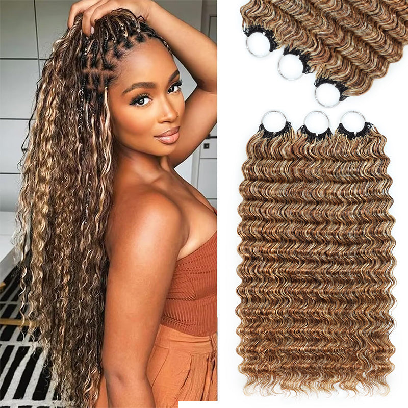 P4/27/30 Mix Brown Highlight Deep Wave Miracle Knots Crochet Human Hair Machine Made Feather Crochet Hair For Black Women