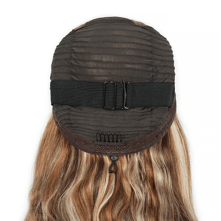 RhisoHair Mix Brown P4/27/613 Highlight Body Wave Wig 5x5 Pull To Go Glueless Human Hair Wig With Invisible Adjustable Drawstring 300% Density