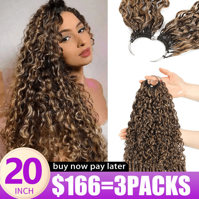 P4/27 Honey Blonde Highlights Water Wave Human Crochet Hair Miracle Knots Feather Human Hair Extension-RhisoHair