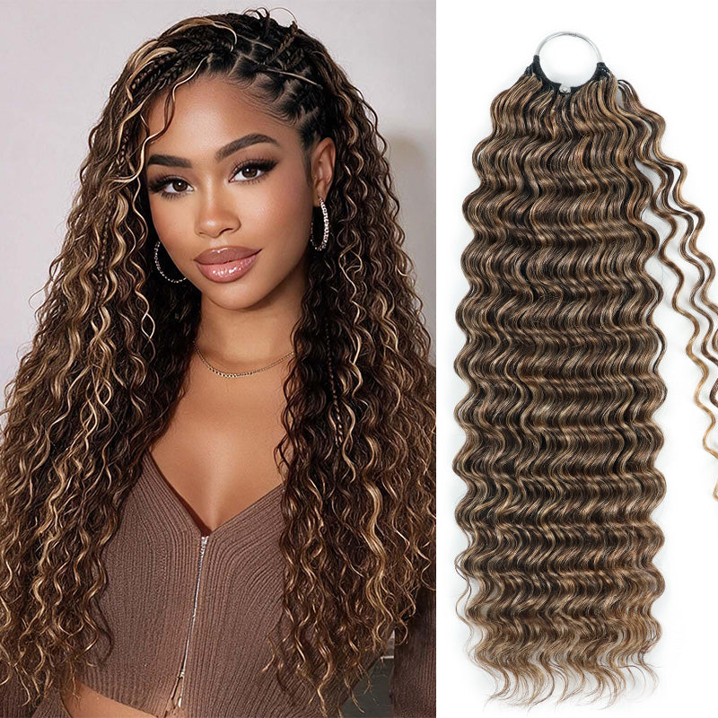 RhisoHair P4/27 Blonde Highlight Deep Wave Crochet Hair Machine Made Feather Human Hair Extension