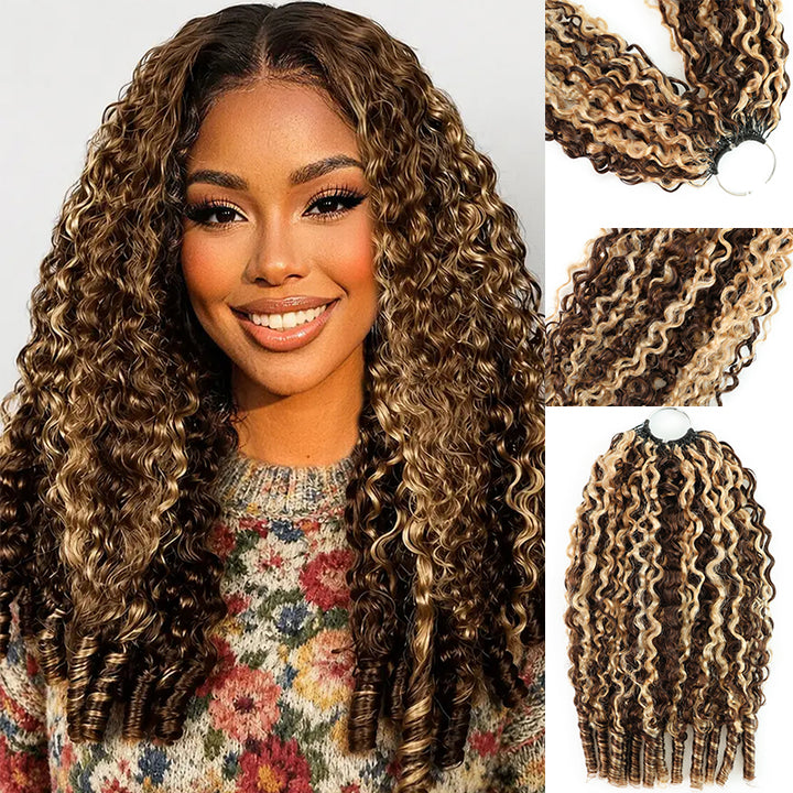 New In P4/27 Highlight Burmese Curly Feather Crochet Human Hair for Miracle Knots