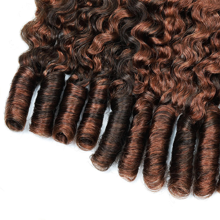 New In P4/30 Highlight Burmese Curly Feather Crochet Human Hair for Boho Braids