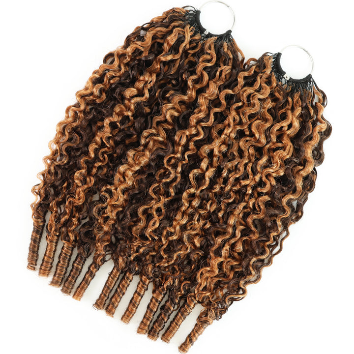 New In P4/30 Highlight Burmese Curly Feather Crochet Human Hair for Boho Braids