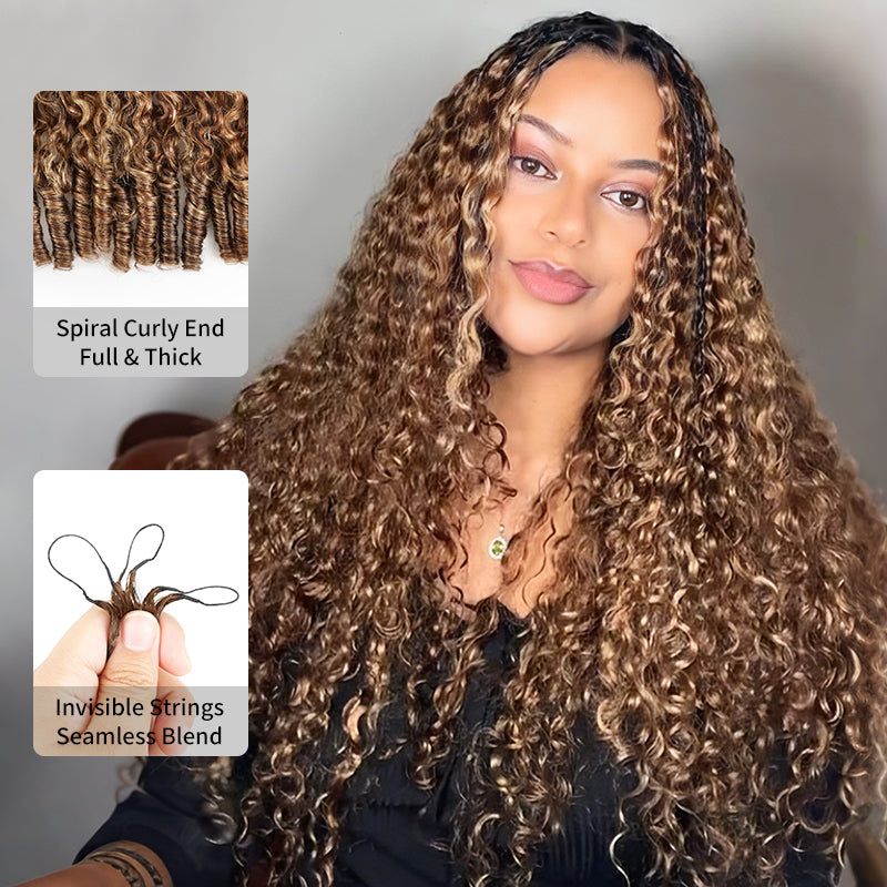  P4/27/30 Mix Brown Highlight Burmese Curly Human Crochet Hair