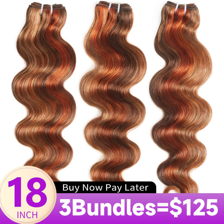 P4/27/350 Mix Brown Highlight Body Wave Human Hair Bundles 100% Unprocessed Brazilian Virgin Human Hair Double Weft Extensions