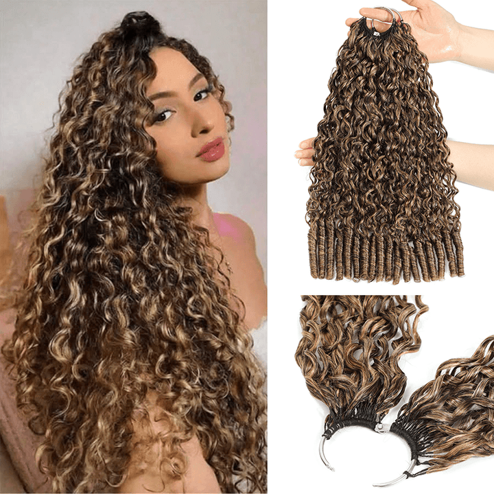 Flash Sale No Code: 4Packs P4/27 Ash Blonde Highlight Burmese Curly Crochet Hair Machine Made Feather Human Hair Extension-Rhiso Hair