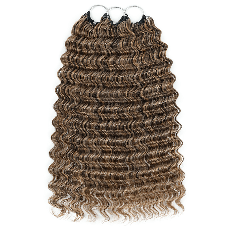 RhisoHair P4/27 Ash Blonde Highlight Deep Wave Crochet Hair Machine Made Feather Human Hair Extension