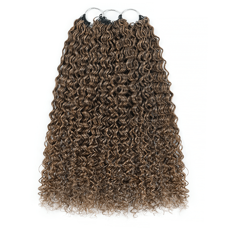 RhisoHair P4/27 Ash Blonde Highlight Jerry Curly Crochet Hair Machine Made Feather Human Hair Extension