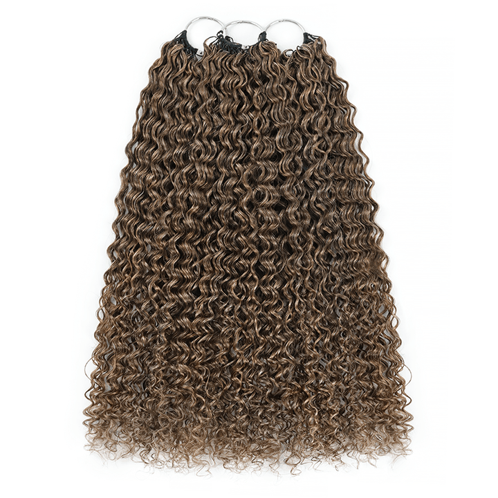 RhisoHair P4/27 Ash Blonde Highlight Jerry Curly Crochet Hair Machine Made Feather Human Hair Extension