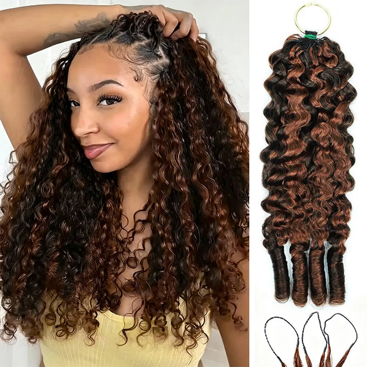 New In P4/30 Highlight Burmese Curly Feather Crochet Human Hair for Boho Braids