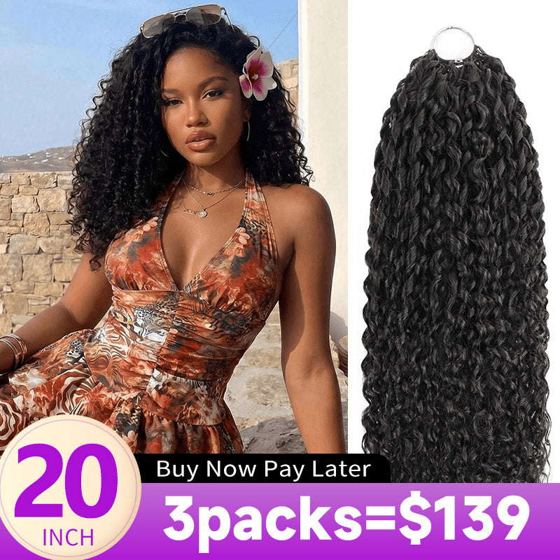  Pixie Curly Crochet Hair Natural Black Machine Made Feather Human Hair Extension-Rhiso Hair