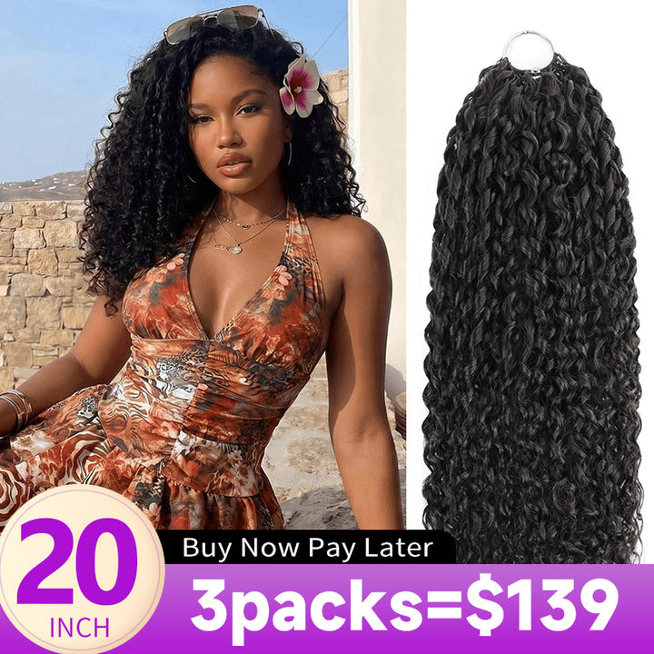  Pixie Curly Crochet Hair Natural Black Machine Made Feather Human Hair Extension-Rhiso Hair