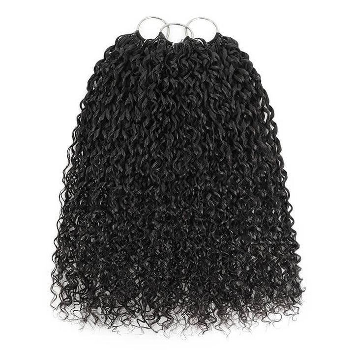 RhisoHair Pixie Curly Crochet Hair Natural Black Machine Made Feather Human Hair Extension