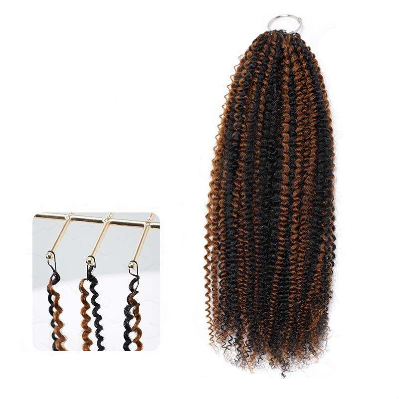RhisoHair 1B/30 Brown Highlight Jeery Curly Crochet Hair Machine Made Feather Human Hair Extension