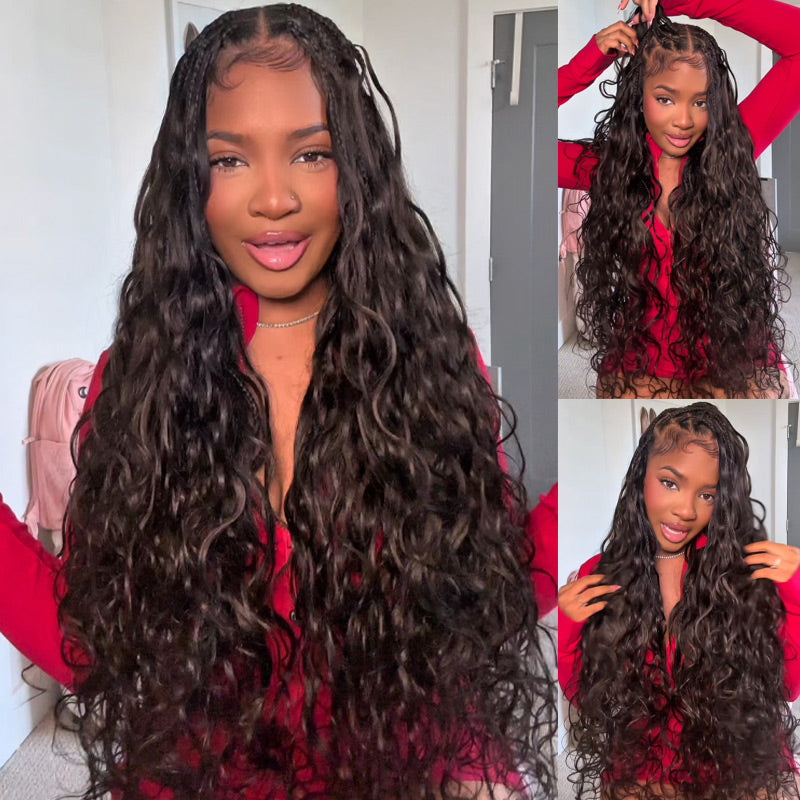 RhisoHair Body Wave Crochet Hair Natural Black Machine Made Feather Human Hair Extension