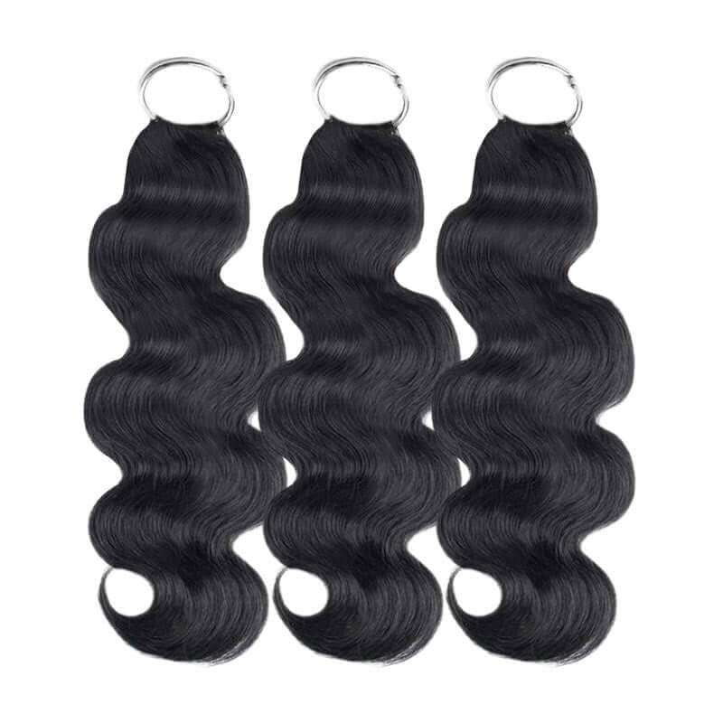 3-in-1 Flip Over Glueless Body Wave Half Wig with 2 Packs Crochet Feather Human Hair Extensions-RhisoHair