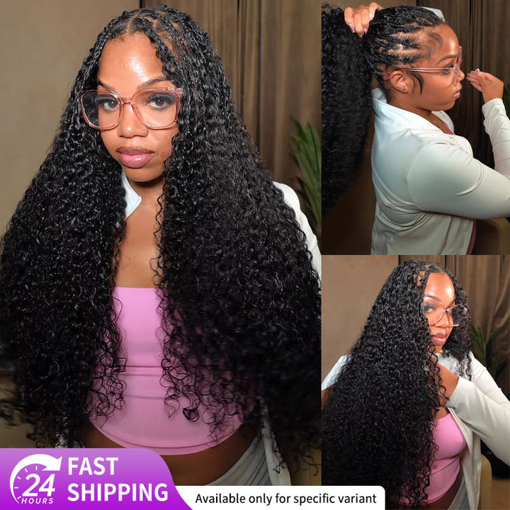 RhisoHair Soft Natural Black Jerry Curly/Deep Wave/Burmese Curly Feather Crochet Braid Human Hair Extensions