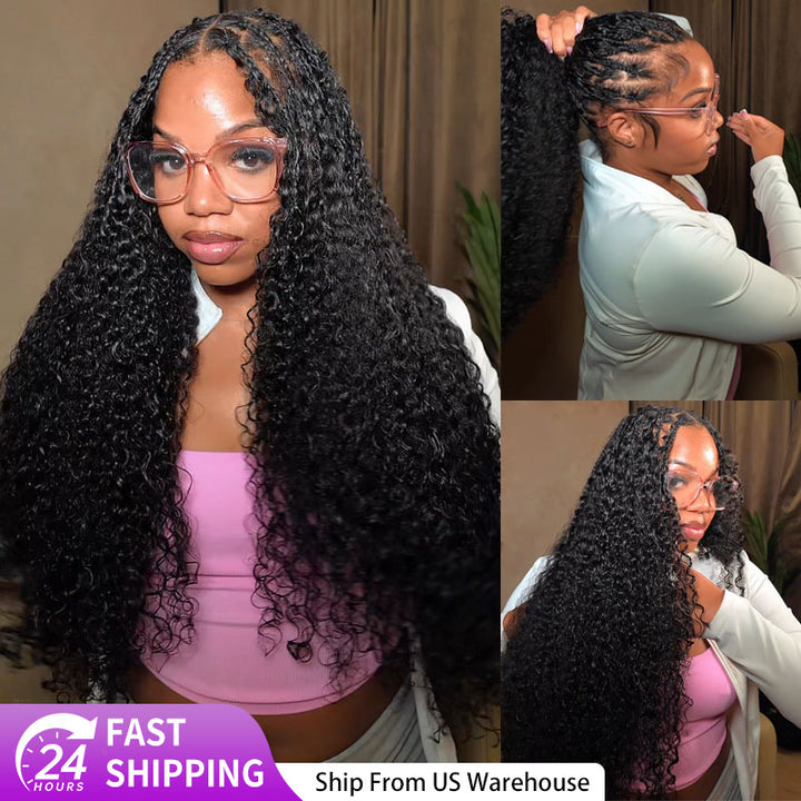 Soft Natural Black Burmese Curly/Jerry Curly/Deep Wave Miracle Knots Feather Crochet Braid Human Hair Extensions-RhisoHair